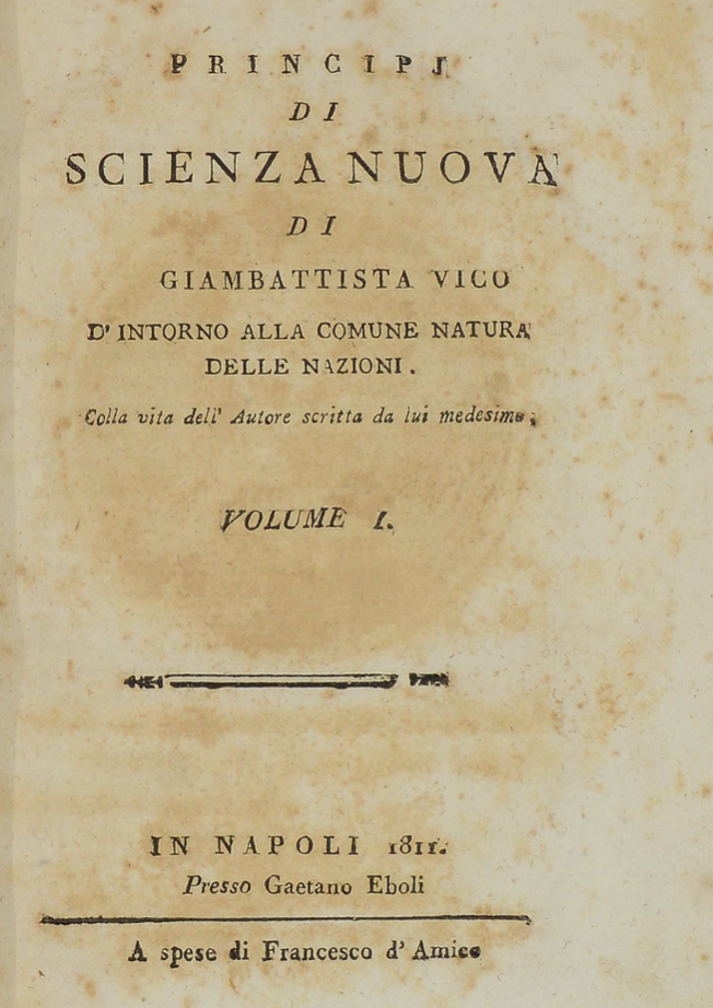Principi scienza nuova – G.B. Vico – 1811