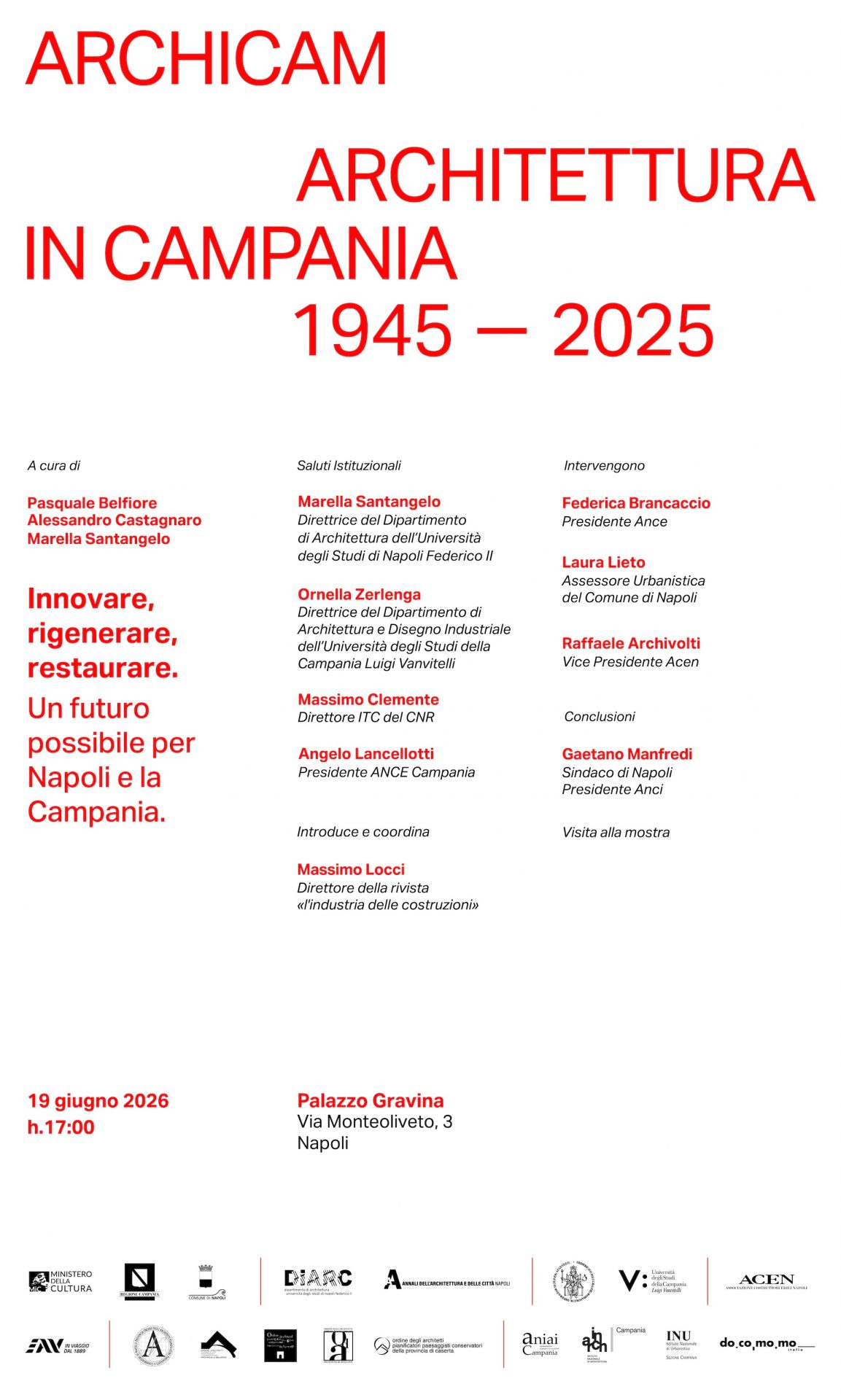 Innovare, rigenerare, restaurare. Un futuro possibile per Napoli e la Campania – 19 giugno 2026